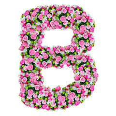 B, flower alphabet isolated on white with clipping path