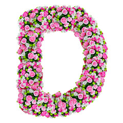 D, flower alphabet isolated on white with clipping path