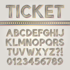 Silver Bright Broadway Alphabet and Numbers, Eps 10 Vector Edita