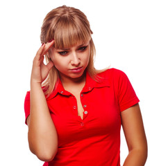Fototapeta premium Woman girl experiencing headaches, stress