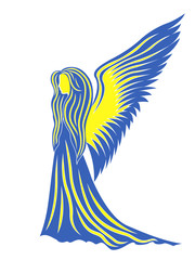 Fototapeta premium Female angel in yellow and blue symbolize the Ukraine
