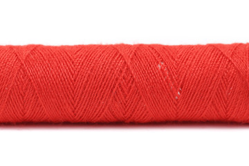 Close up of red coil threads.