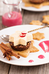 Pumpkin parfait with spices on gingerbread