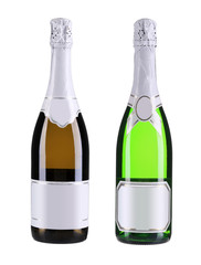 Green bottles of champagne.