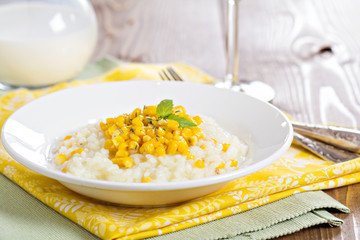 Risotto with baked corn