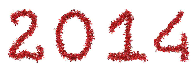 Year 2014 made from tinsel.