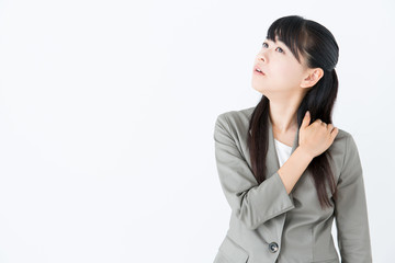 young asian businesswoman on white background