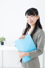 young asian businesswoman on white background