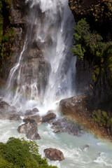 Rainbow at waterfall in Annapurna Region, Nepal.