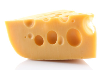 Piece of cheese, isolated on white