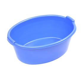 Blue plastic basin.