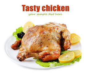 Whole roasted chicken with vegetables