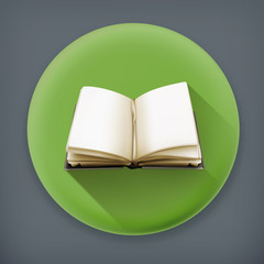 Open book, long shadow vector icon