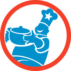 Chef Cook Serving Food Pot Circle