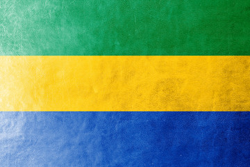 Gabon Flag painted on leather texture