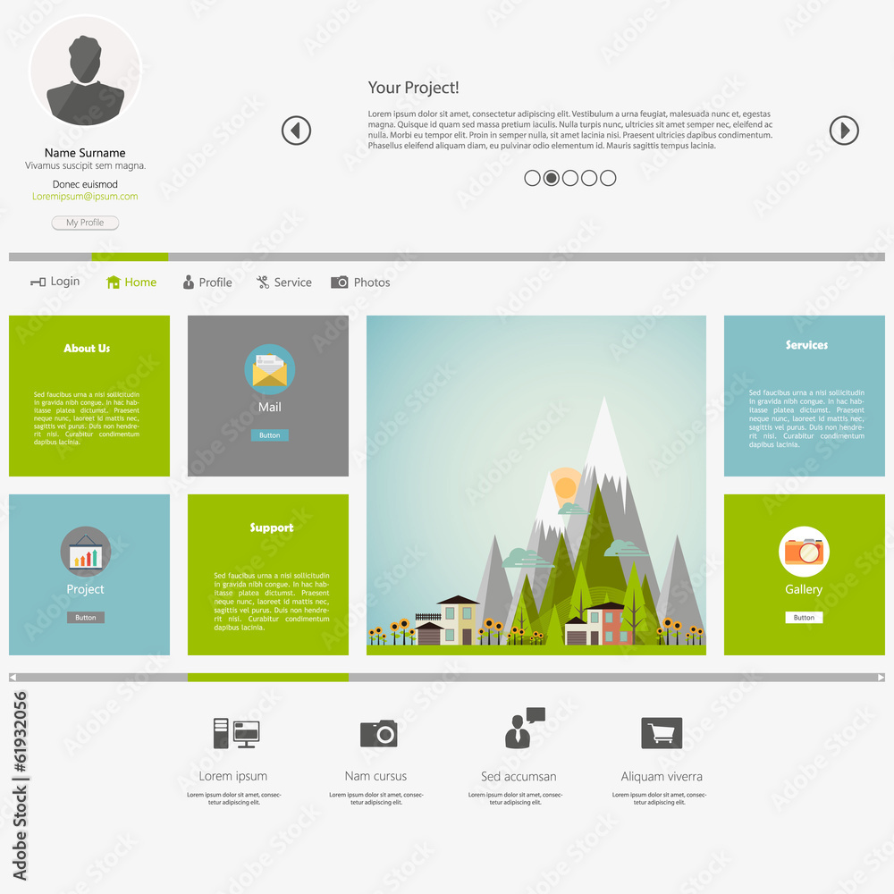 Canvas Prints eco flat metro web design template.