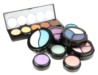 Bright eye shadows isolated on white