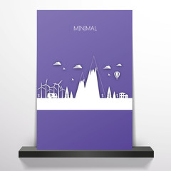 Flyer or cover design with Flat minimal landscape illustration.
