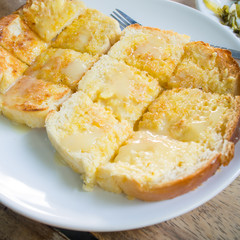 Bread toast and condensed milk with sugar