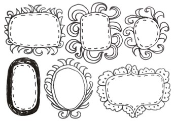 Hand drawn felp-tip pen frames. Vector illustration.