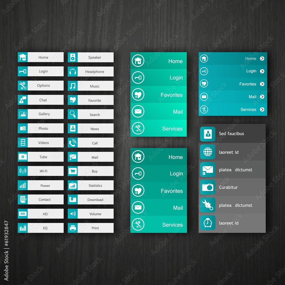Poster flat web design elements, buttons, icons. templates for website.
