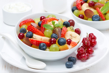 Fresh fruit and berry salad in a bowl
