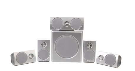 Set of gray sound speakers.