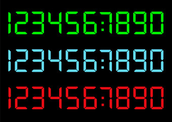 Vector set of digital numbers
