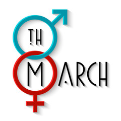 Women's day card with gender signs