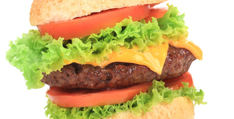 Close up of big tasty hamburger.