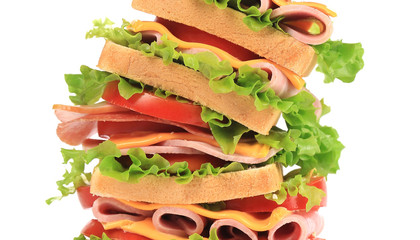 Big sandwich with fresh vegetables.
