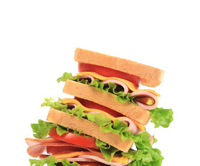 Big sandwich with fresh vegetables.
