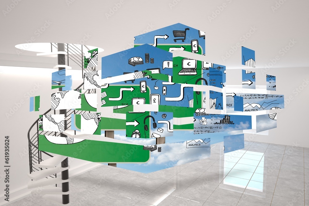 Poster Composite image of brainstorm on abstract screen