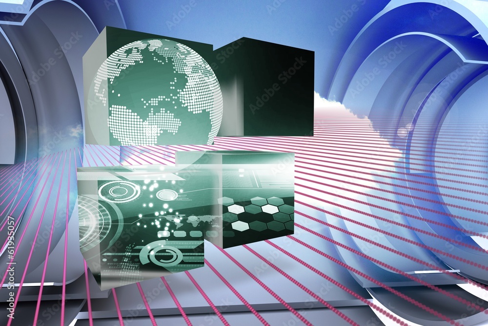 Poster Composite image of earth interface on abstract screen