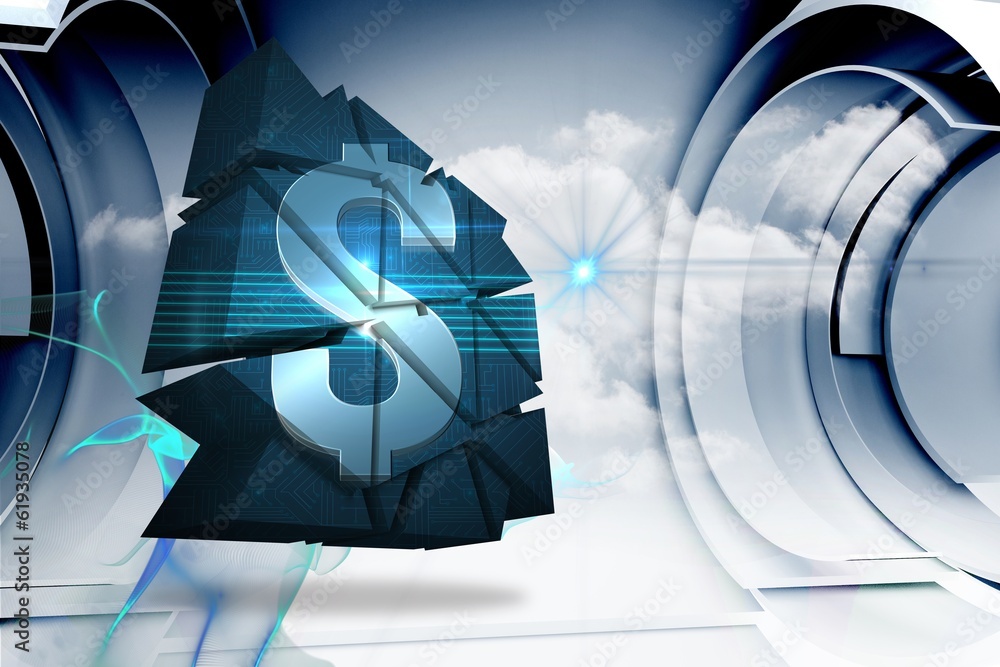 Poster Composite image of dollar sign on abstract screen