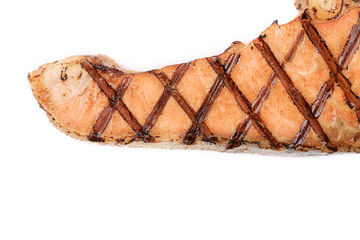 Close up of grilled salmon texture.