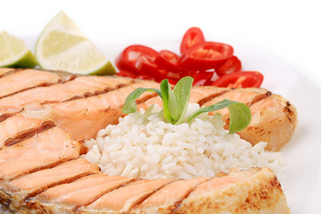 Salmon Steak with Risotto.