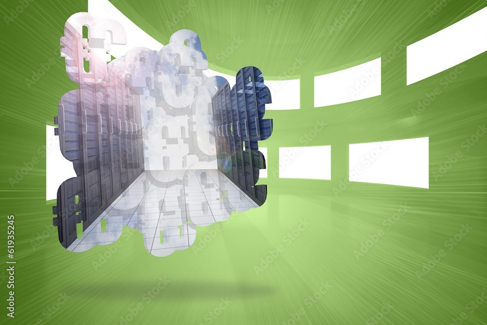 Aufkleber Composite image of server hallway on abstract screen