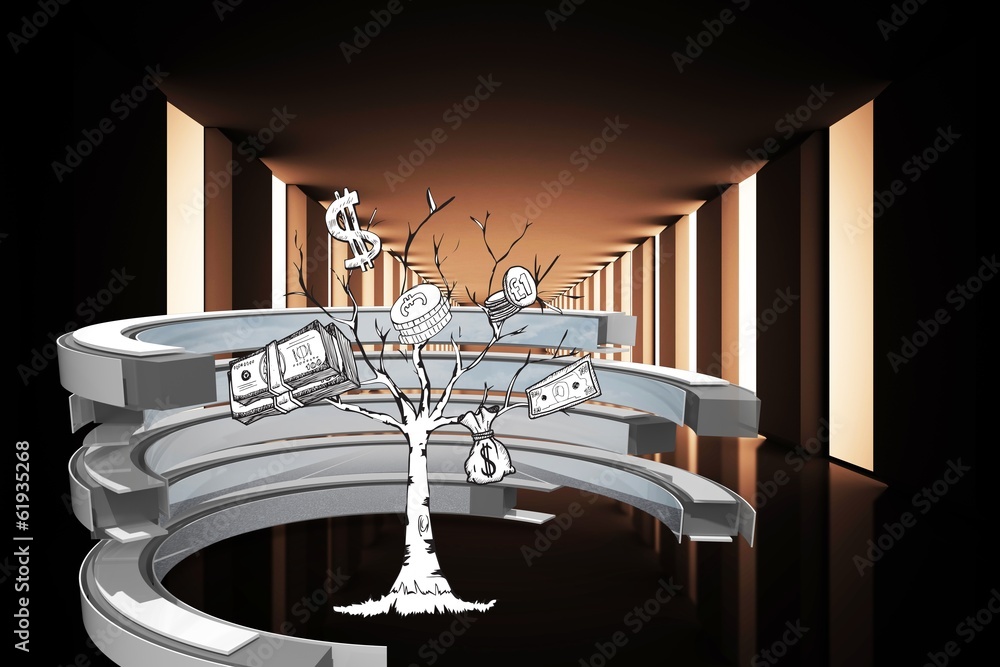 Poster Composite image of money tree in a curved structure