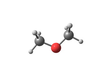 Dimethyl ether molecule illustration isolated on white
