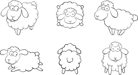 Schafsherde Ausmalvorlage Set © Mareen Vandelay