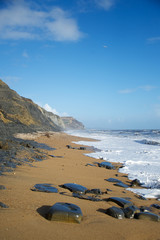 Charmouth beach and Golden Cap Dorset England
