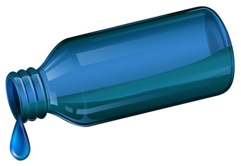 A blue medical bottle