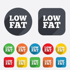 Low fat sign icon. Salt, sugar food symbol.