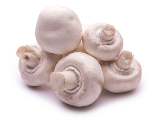white mushrooms isolated on the white