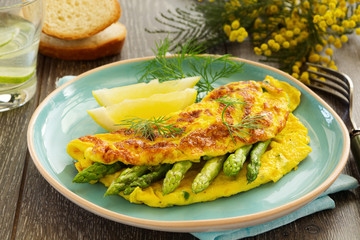 Omelette with asparagus.