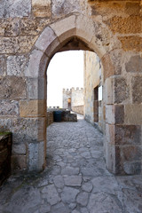 Gothic door in Sao Jorge (St. George) Castle in Lisbon