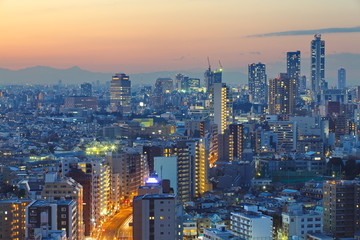 Fototapeta na wymiar beautiful view of tokyo city at sunset time