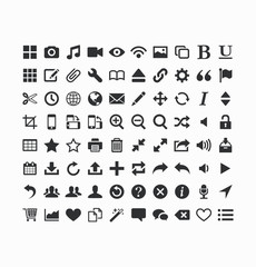 Icons pack for your design. Pixel grid layout.