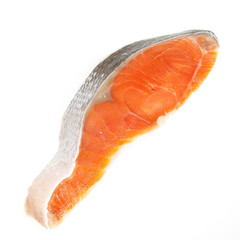 salmon steak red fish on white background